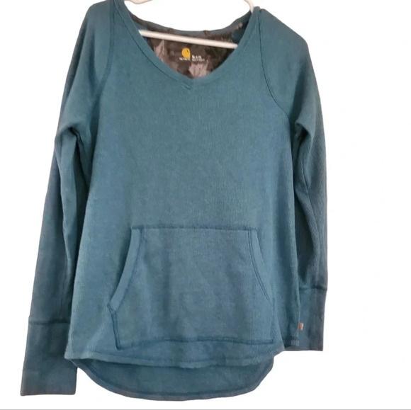 CARHARTT V NECK HOODED THERMAL LONG SLEEVE SHIRT, SIZE MEDIUM - Picture 3 of 6